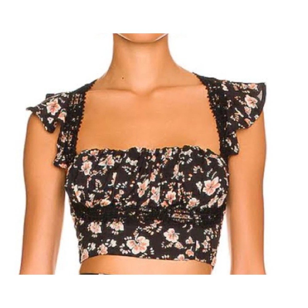 Free People Black Floral Blouse